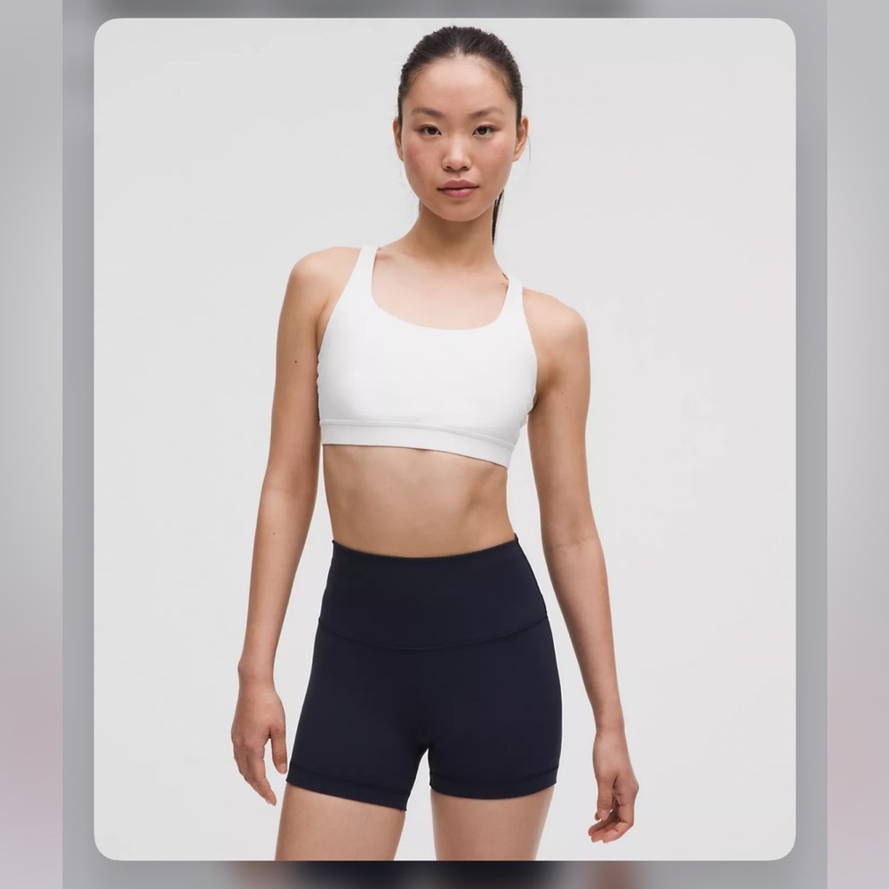 Lululemon Energy Bra Long Line Medium Support B-D Cup White Multi Size 10